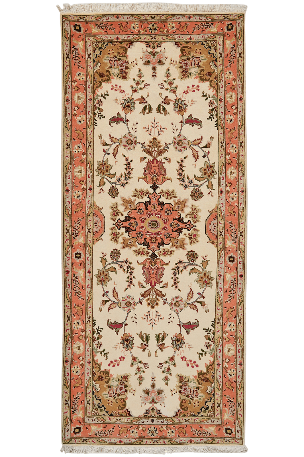 Tabriz 50 Raj — Hand-knotted, 85x201 cm, Beige, 100% Virgin Wool | Main view