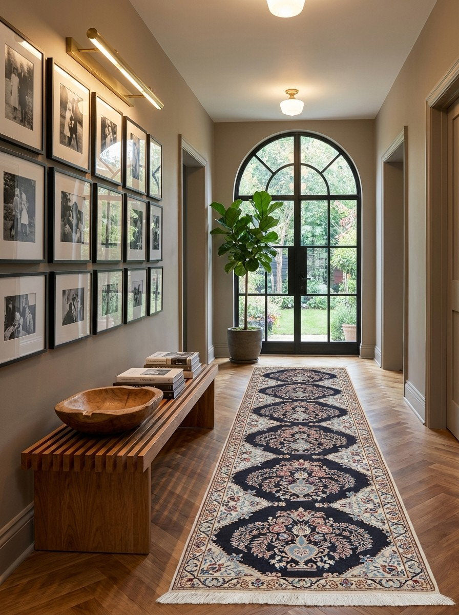 Nain 6La — Handgefertigt, 210x49 cm, Beige, 100% Virgin Wool | Detail view