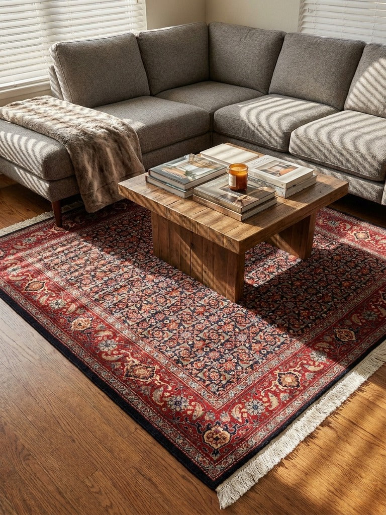 Tabriz 40 Raj — Hand-knotted, 190x204 cm, Blue, 100% Virgin Wool | Back view