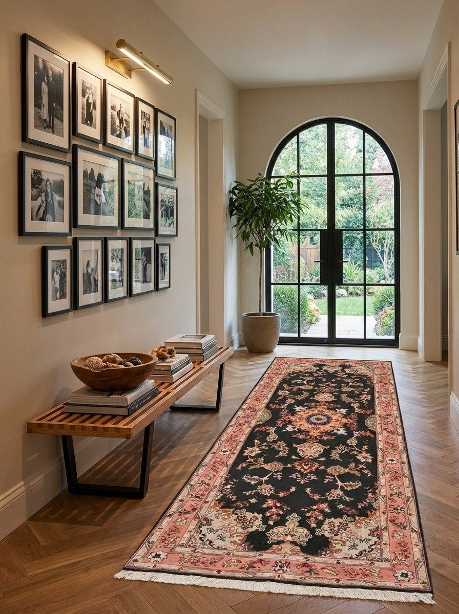 Tabriz 50 Raj — Handgefertigt, 220x79 cm, Rosa, 100% Virgin Wool | Detail view