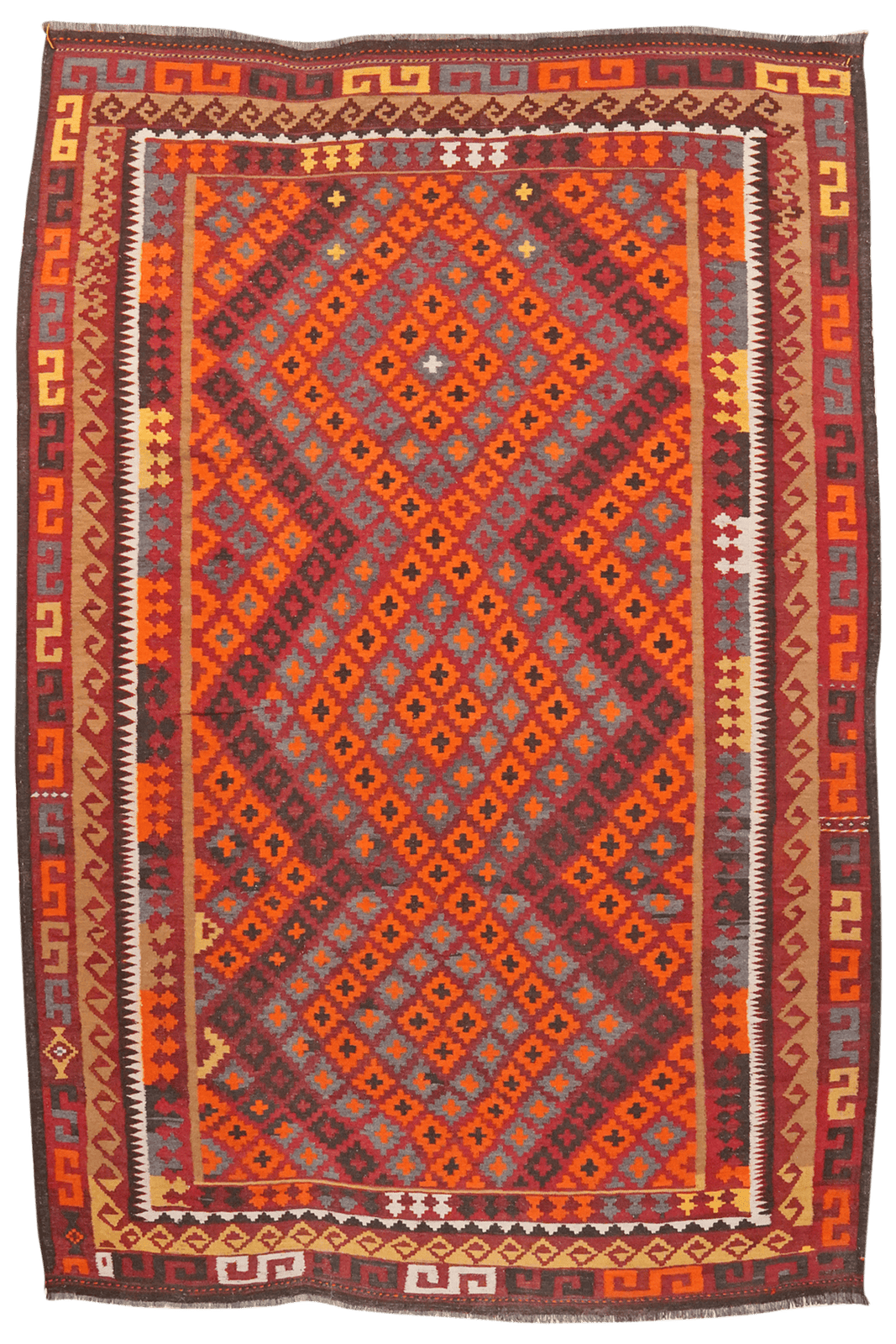 Kelim Belutch Old — Handmade, 200x326 cm, Multicolor, 100% Virgin Wool | Main view