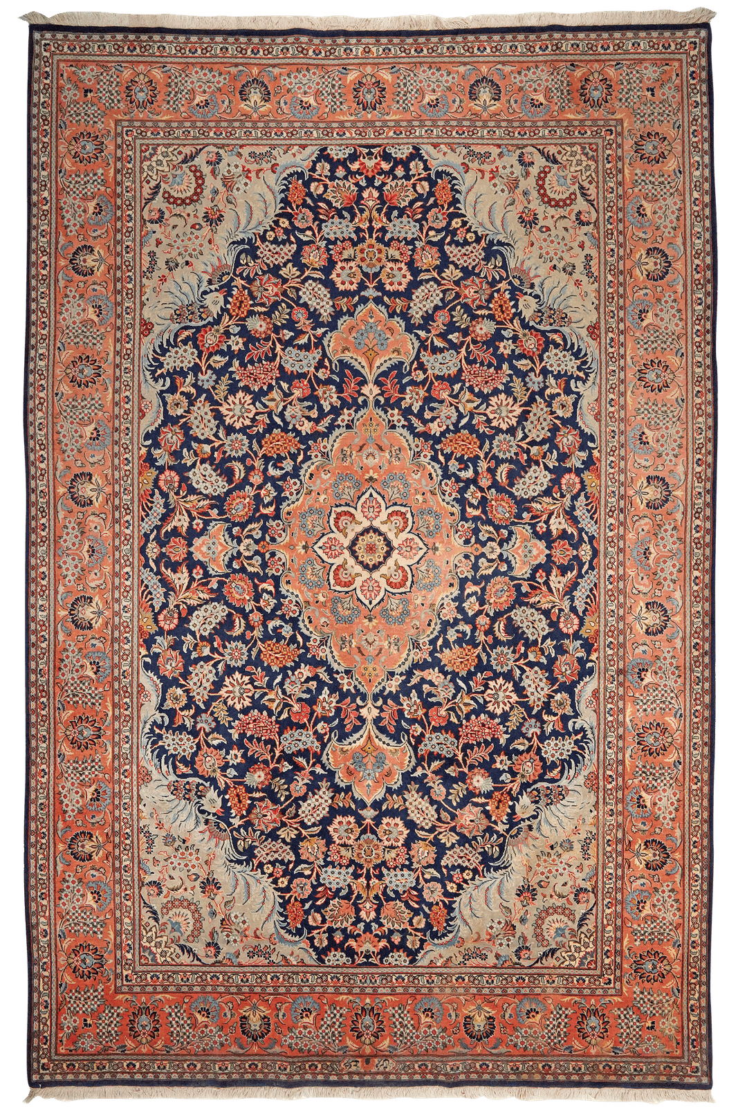 Kashan — Hand-knotted, 206x316 cm, Blue, 100% Virgin Wool | Main view