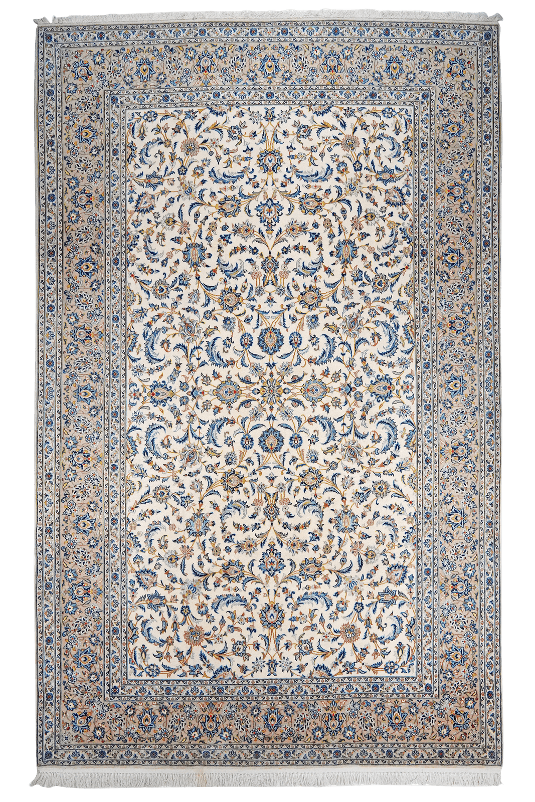 Kashan — Hand-knotted, 206x333 cm, Beige, 100% Virgin Wool | Main view