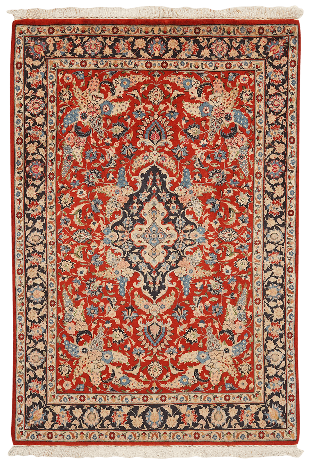 Semnan — Hand-knotted, 108x156 cm, Red, 95% Schurwolle, 5% Seide | Main view