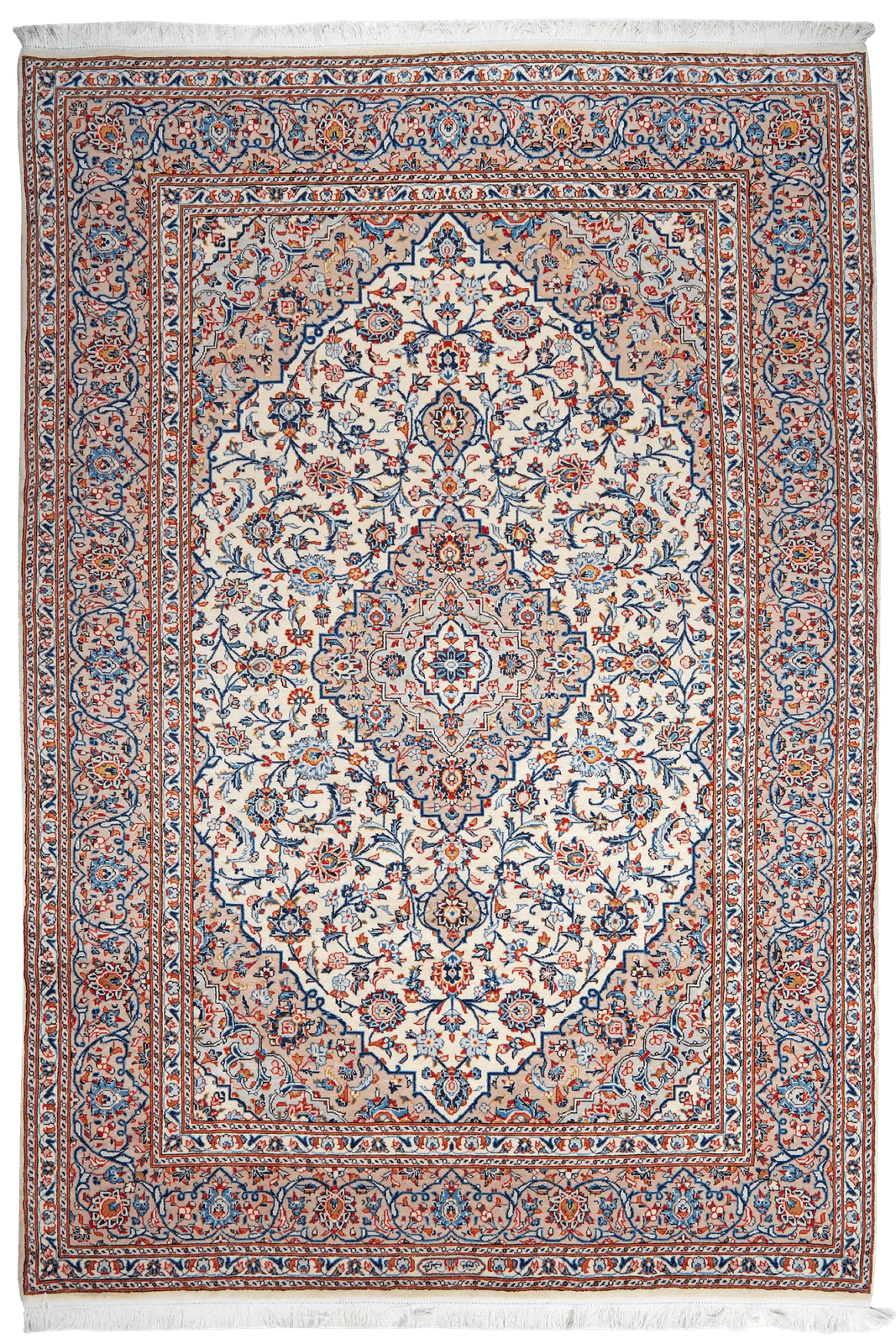 Kashan — Hand-knotted, 209x311 cm, Beige, 100% Virgin Wool | Main view