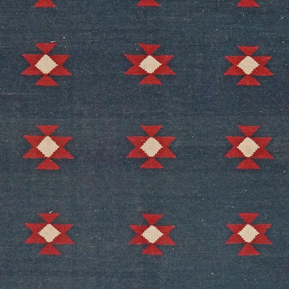 Kelim Gashgai — Handmade, 126x129 cm, Blue, 100% Virgin Wool | View 4