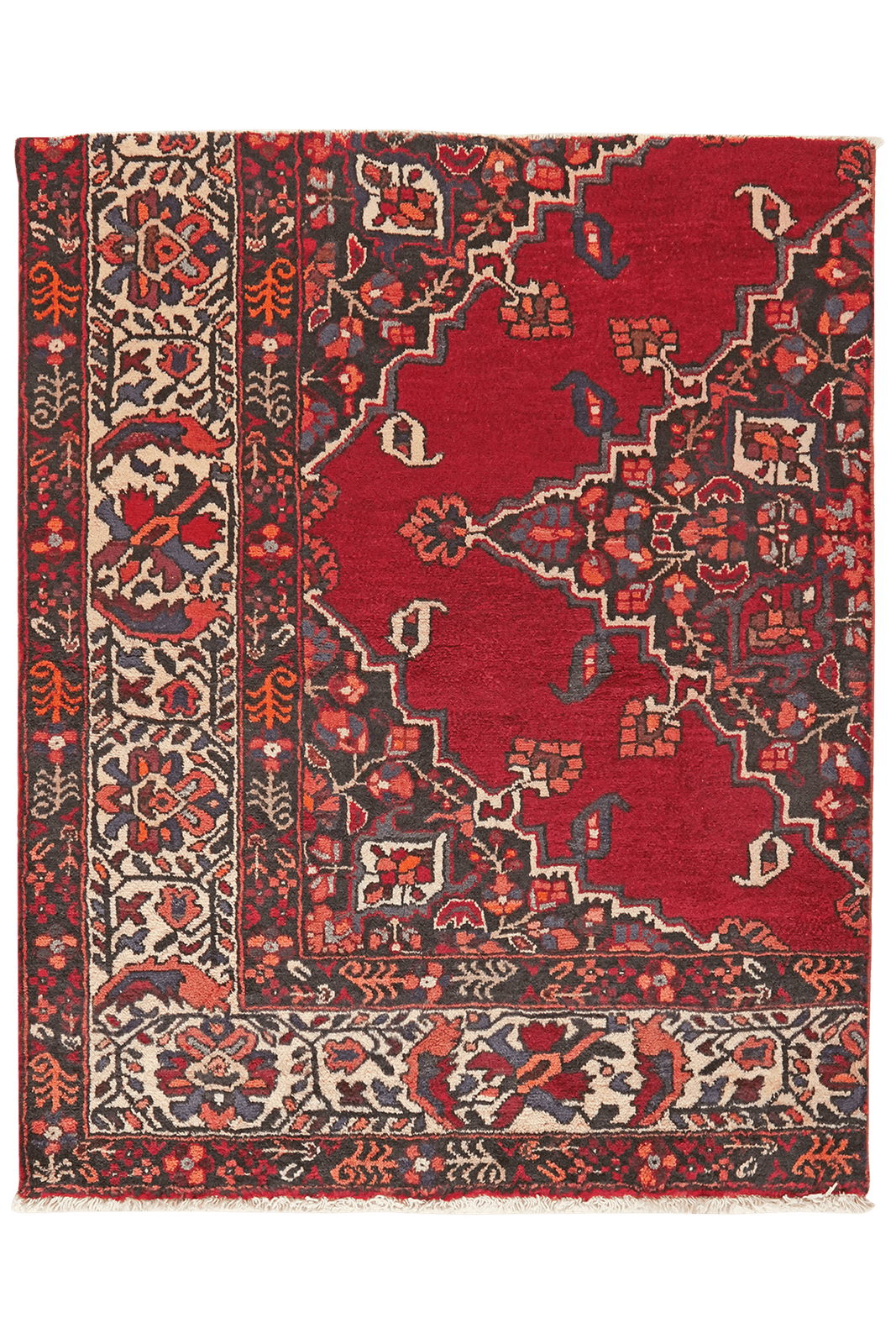 Ferdos — Hand-knotted, 114x143 cm, Red, 100% Virgin Wool | Main view