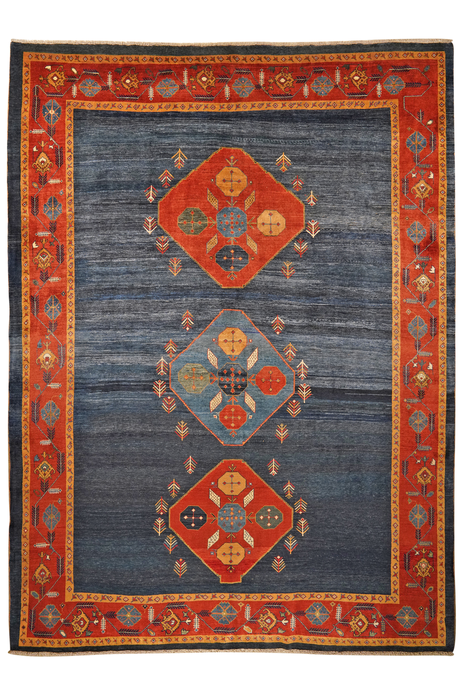 Rizbaf — Handgefertigt, 412x311 cm, Rot, 100% Virgin Wool | Main view