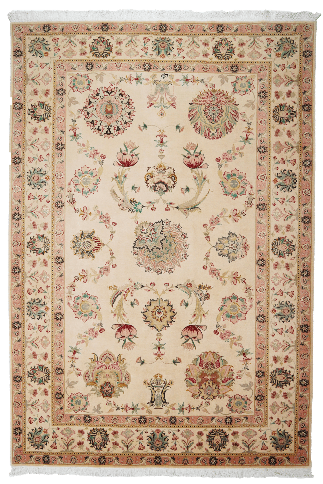 Tabriz 50 Raj — Hand-knotted, 160x248 cm, Beige, 100% Virgin Wool | Main view