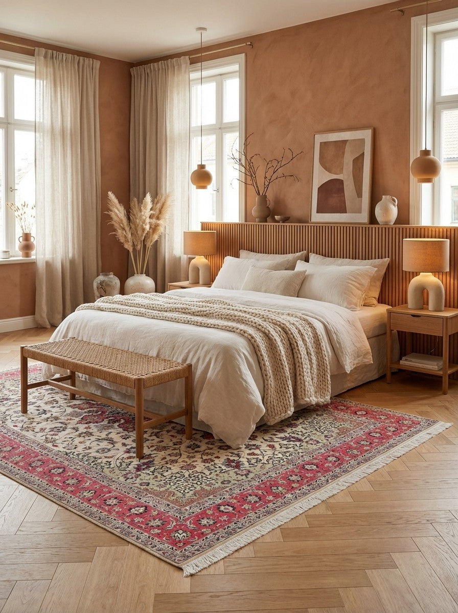 Tabriz 50 Raj — Hand-knotted, 200x307 cm, Beige, 100% Virgin Wool | Detail view
