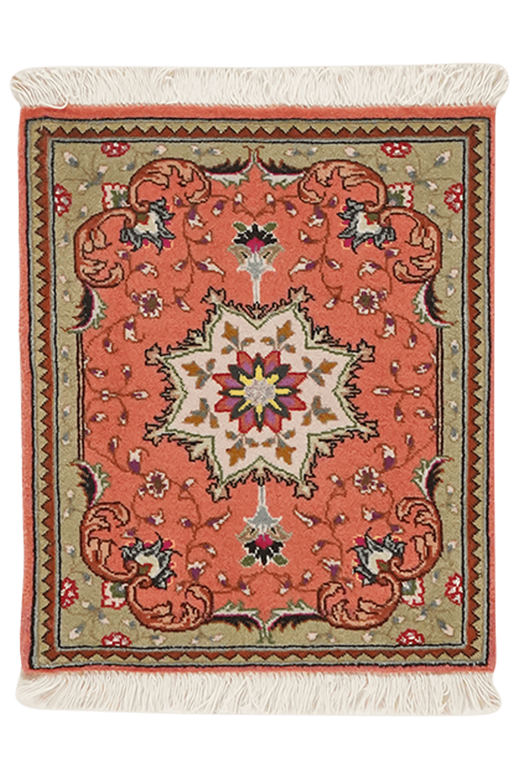 Tabriz 50 Raj — Hand-knotted, 39x47 cm, Red, 100% Virgin Wool | Main view