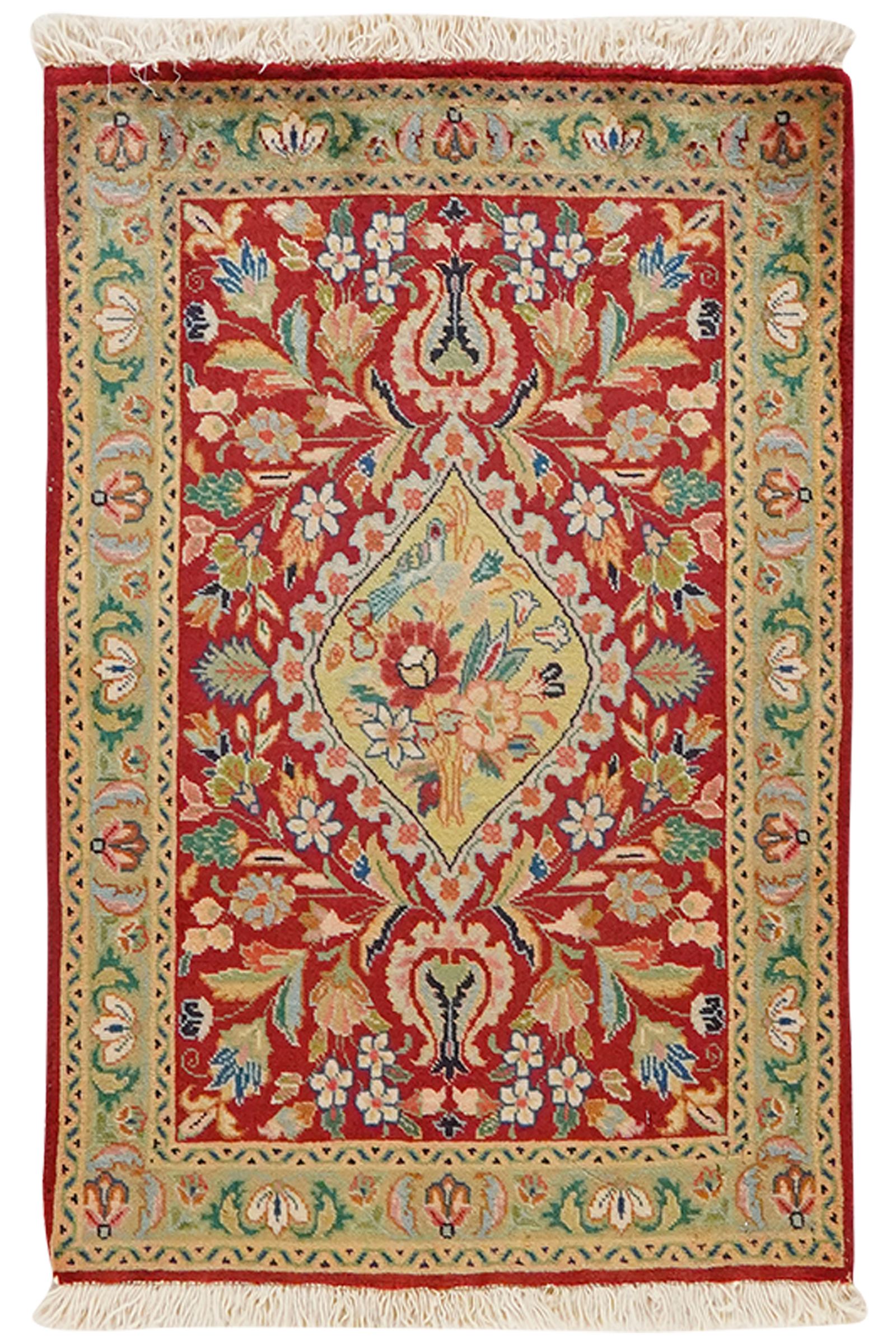 Tabriz Old — Handgefertigt, 76x49 cm, Grün, 100% Virgin Wool | Main view