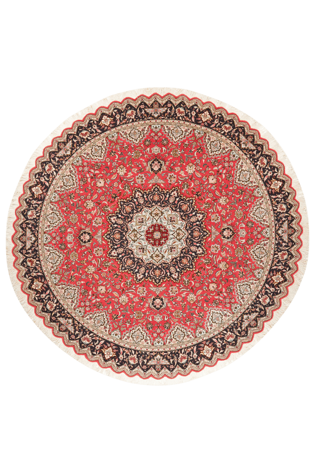 Tabriz Round — Hand-knotted, 248x248 cm, Red, 95% Schurwolle, 5% Seide | Main view