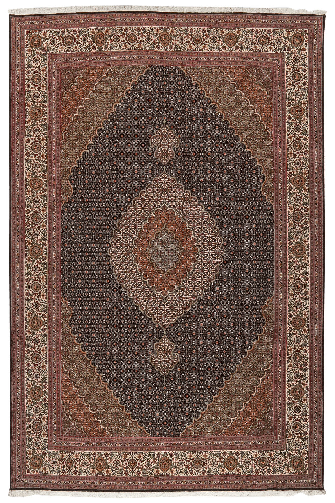 Tabriz 50 Raj — Hand-knotted, 202x309 cm, Black, 100% Virgin Wool | Main view