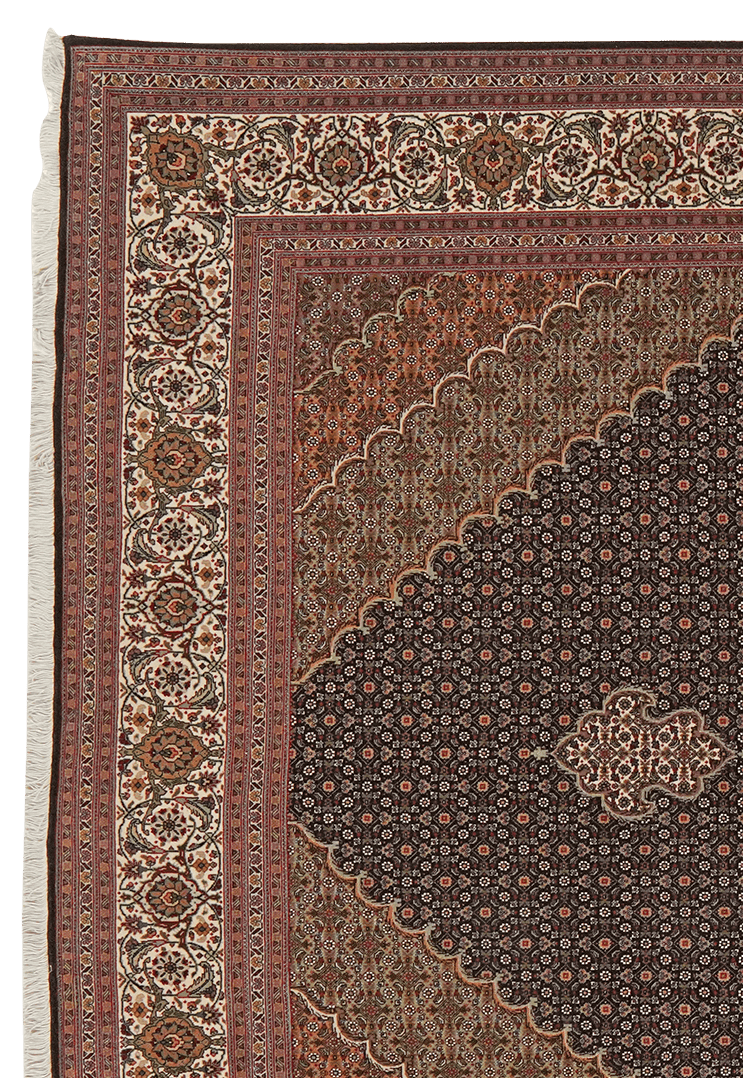 Tabriz 50 Raj — Hand-knotted, 202x309 cm, Black, 100% Virgin Wool | View 3