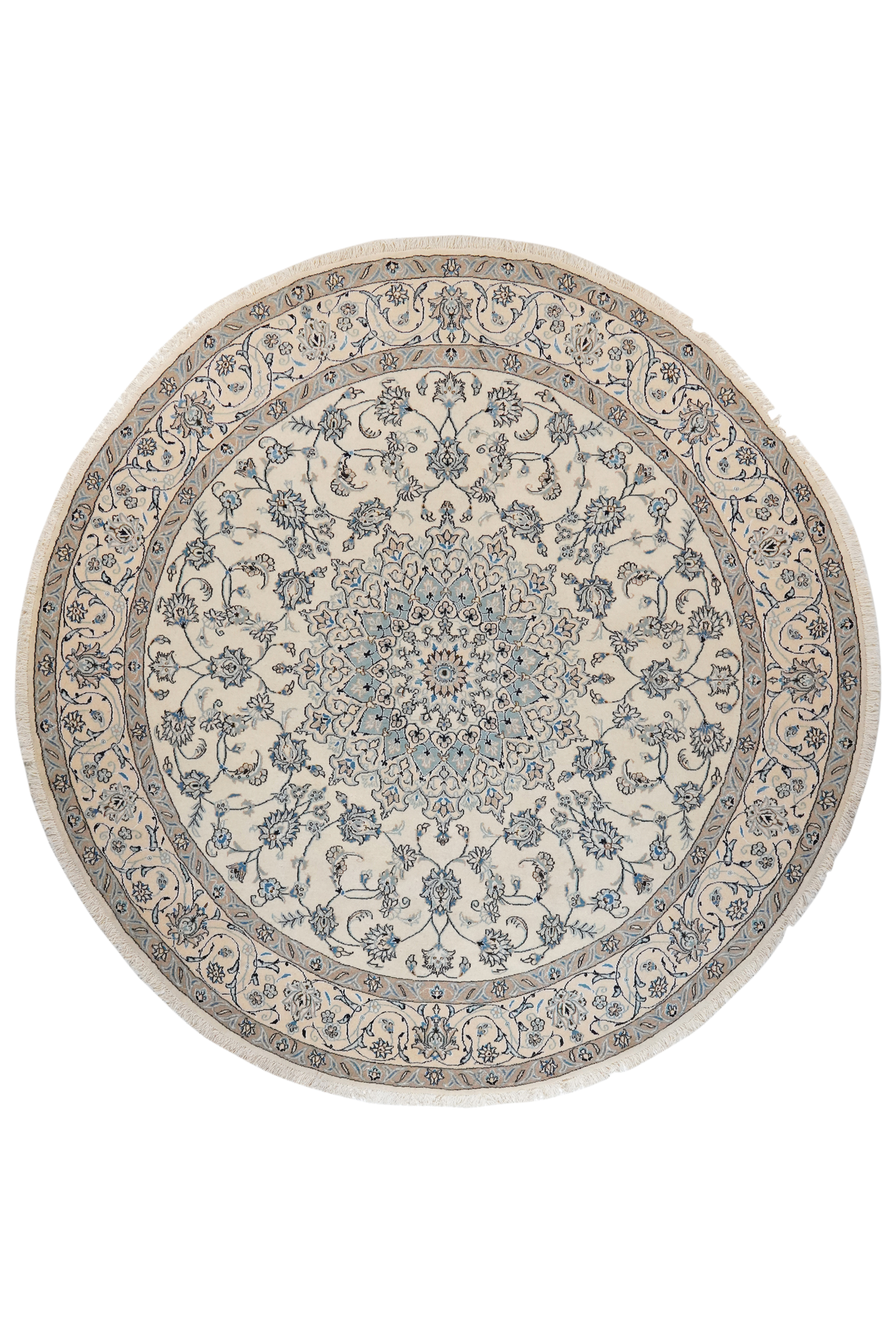 Nain — Handgefertigt, 246x246 cm, Beige,blau, 100% Virgin Wool | Main view