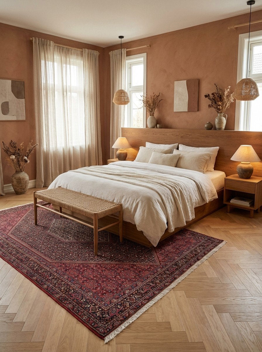 Bidjar — Handgefertigt, 298x208 cm, Blau, 100% Virgin Wool | Detail view