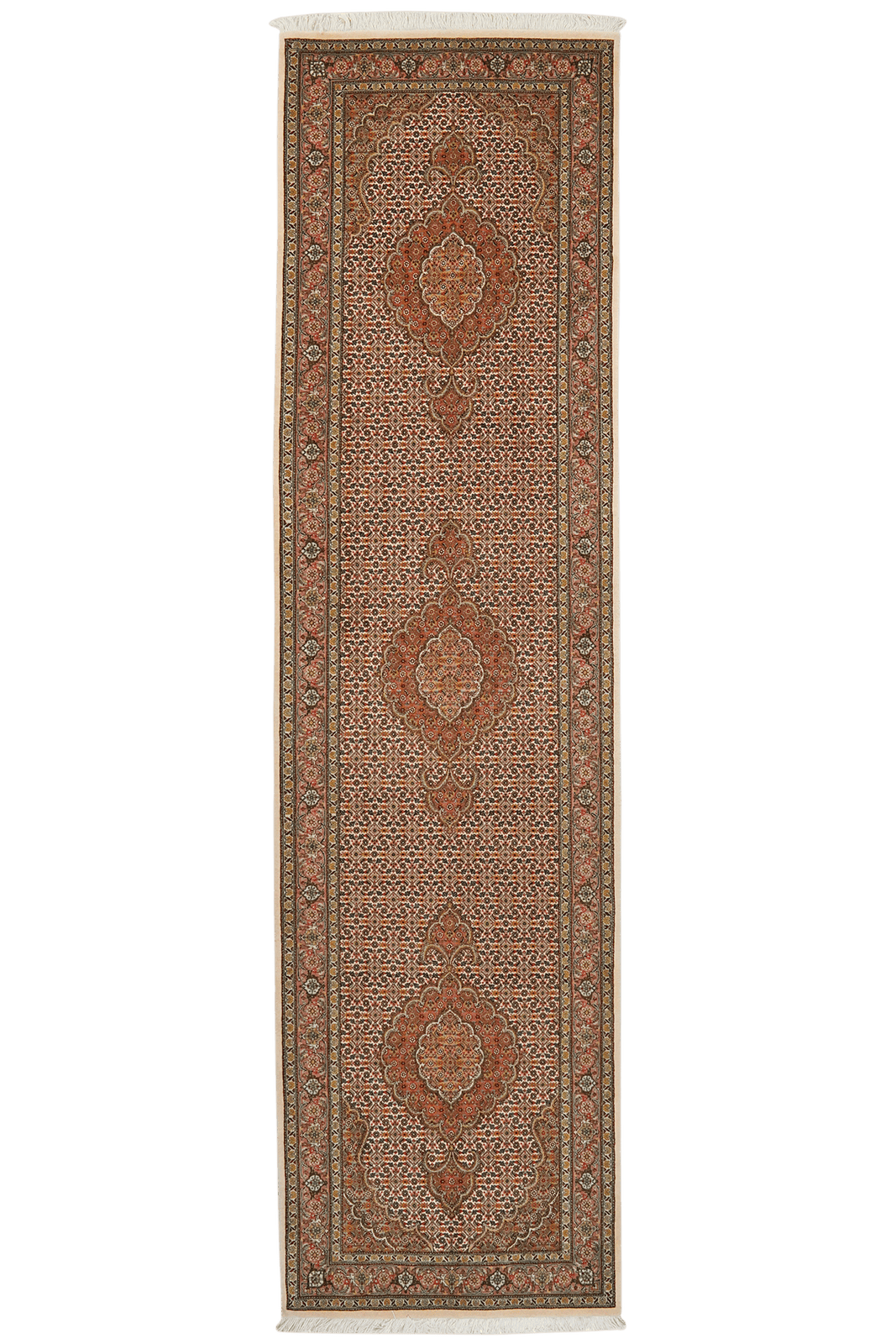 Tabriz 50 Raj — Hand-knotted, 83x315 cm, Brown, 100% Virgin Wool | Main view