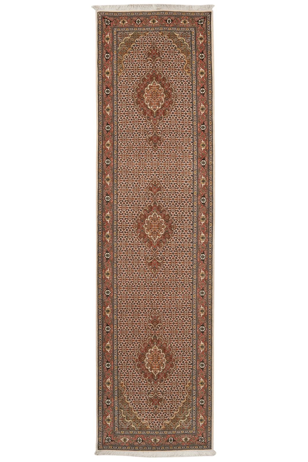 Tabriz 50 Raj — Hand-knotted, 85x321 cm, Brown, 100% Virgin Wool | Main view
