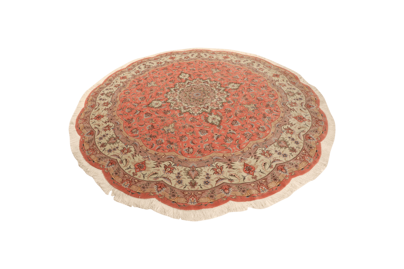 Tabriz Round — Hand-knotted, 246x246 cm, Beige, 90% Schurwolle, 10% Seide | View 5