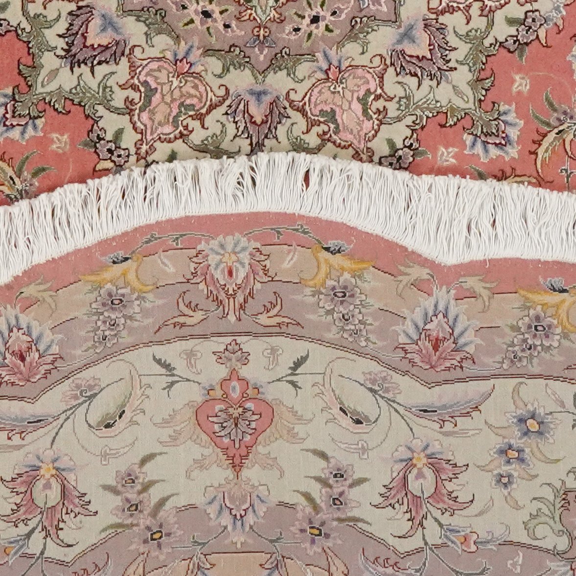 Tabriz Round — Hand-knotted, 246x246 cm, Beige, 90% Schurwolle, 10% Seide | View 6