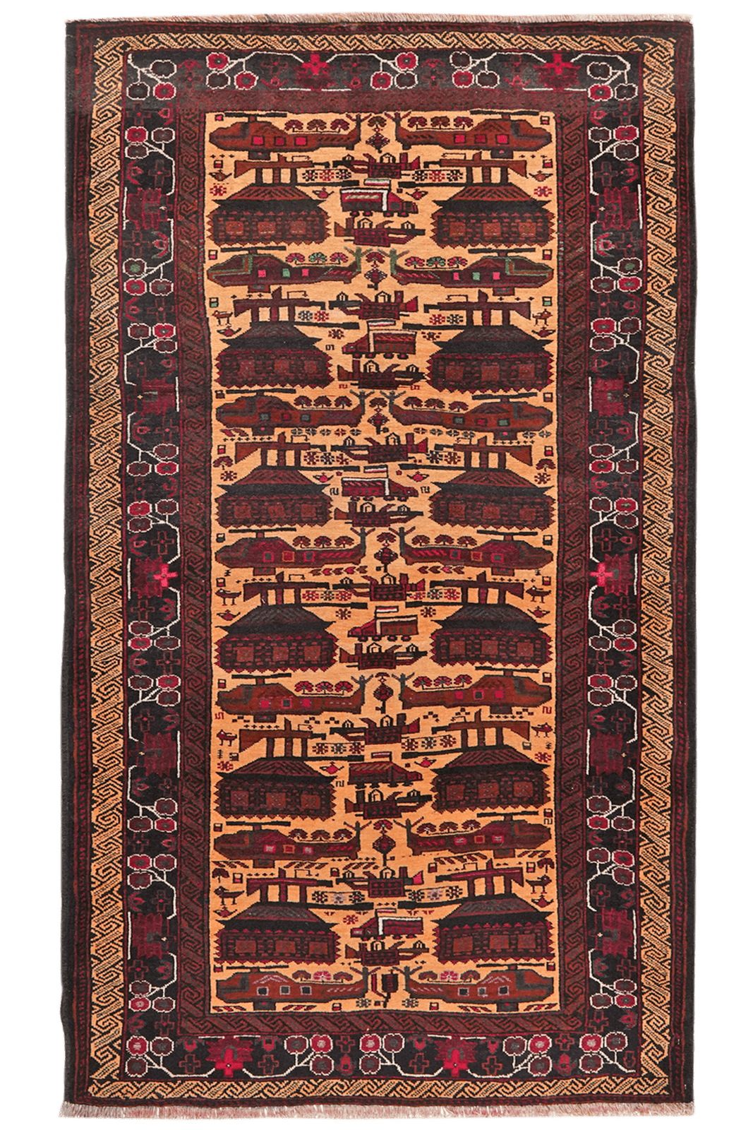 Belutch — Hand-knotted, 111x212 cm, Beige, 100% Virgin Wool | Main view