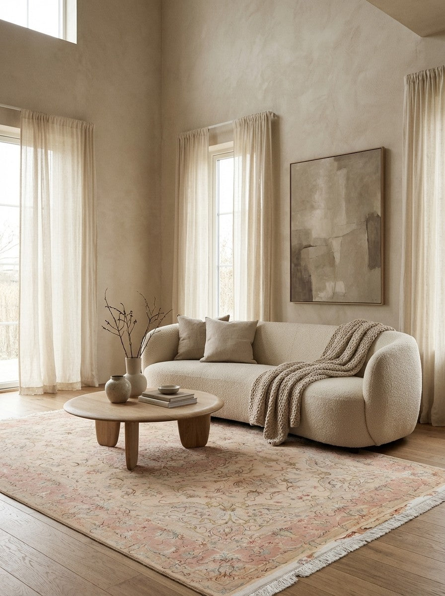 Tabriz 50 Raj — Hand-knotted, 169x243 cm, Beige, 100% Virgin Wool | Detail view
