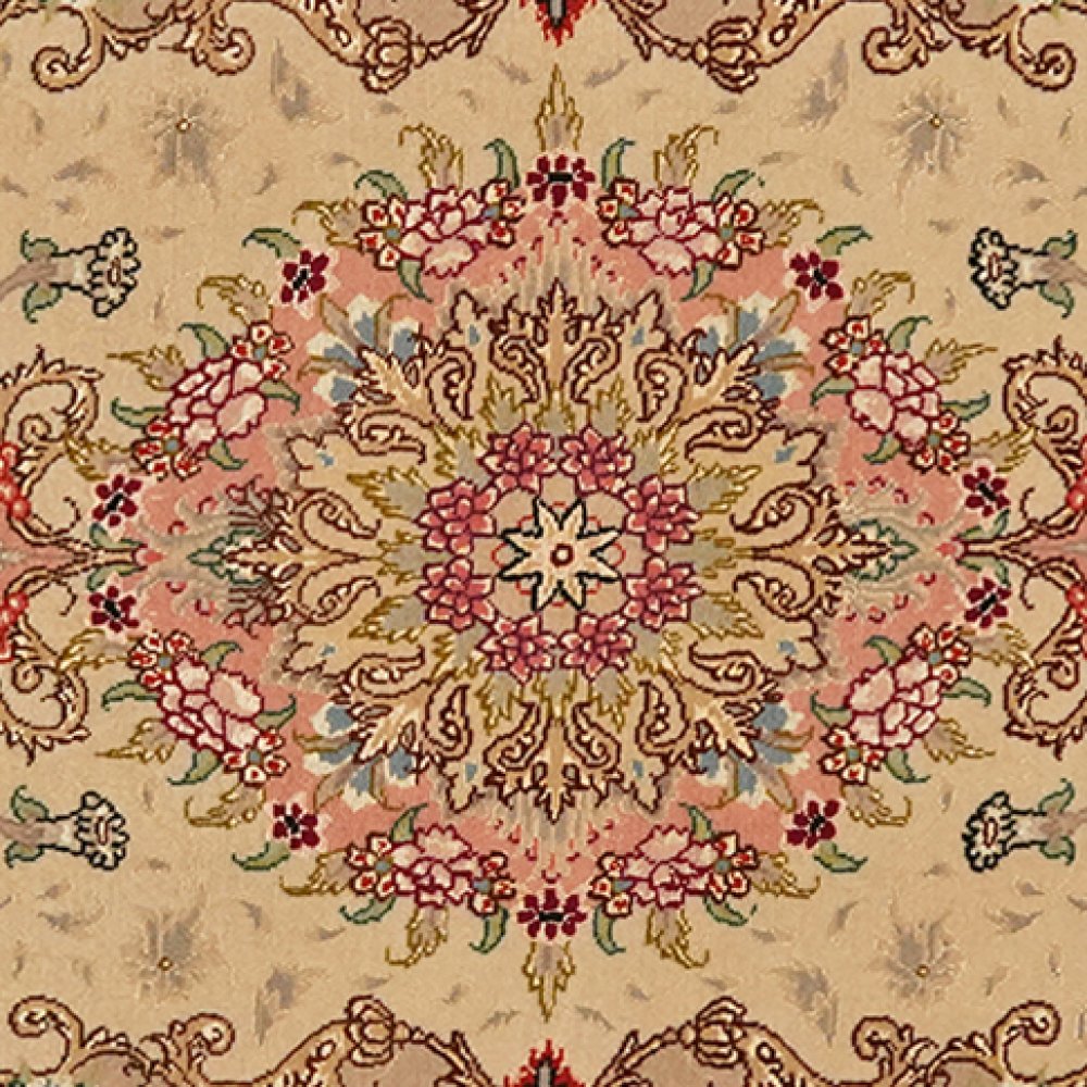 Tabriz 50 Raj — Hand-knotted, 77x131 cm, Beige, 70% Schurwolle, 30% Seide | View 4
