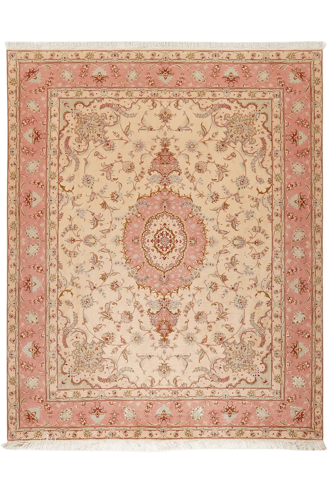 Tabriz 50 Raj — Hand-knotted, 202x254 cm, Beige, 70% Schurwolle, 30% Seide | Main view