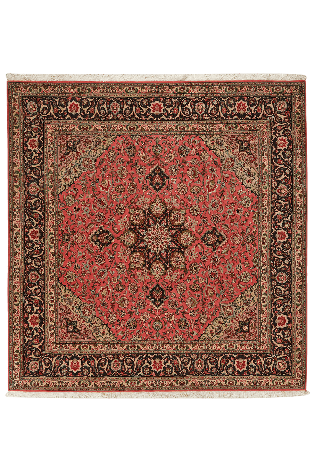 Tabriz 50 Raj — Hand-knotted, 201x209 cm, Red, 95% Schurwolle, 5% Seide | Main view
