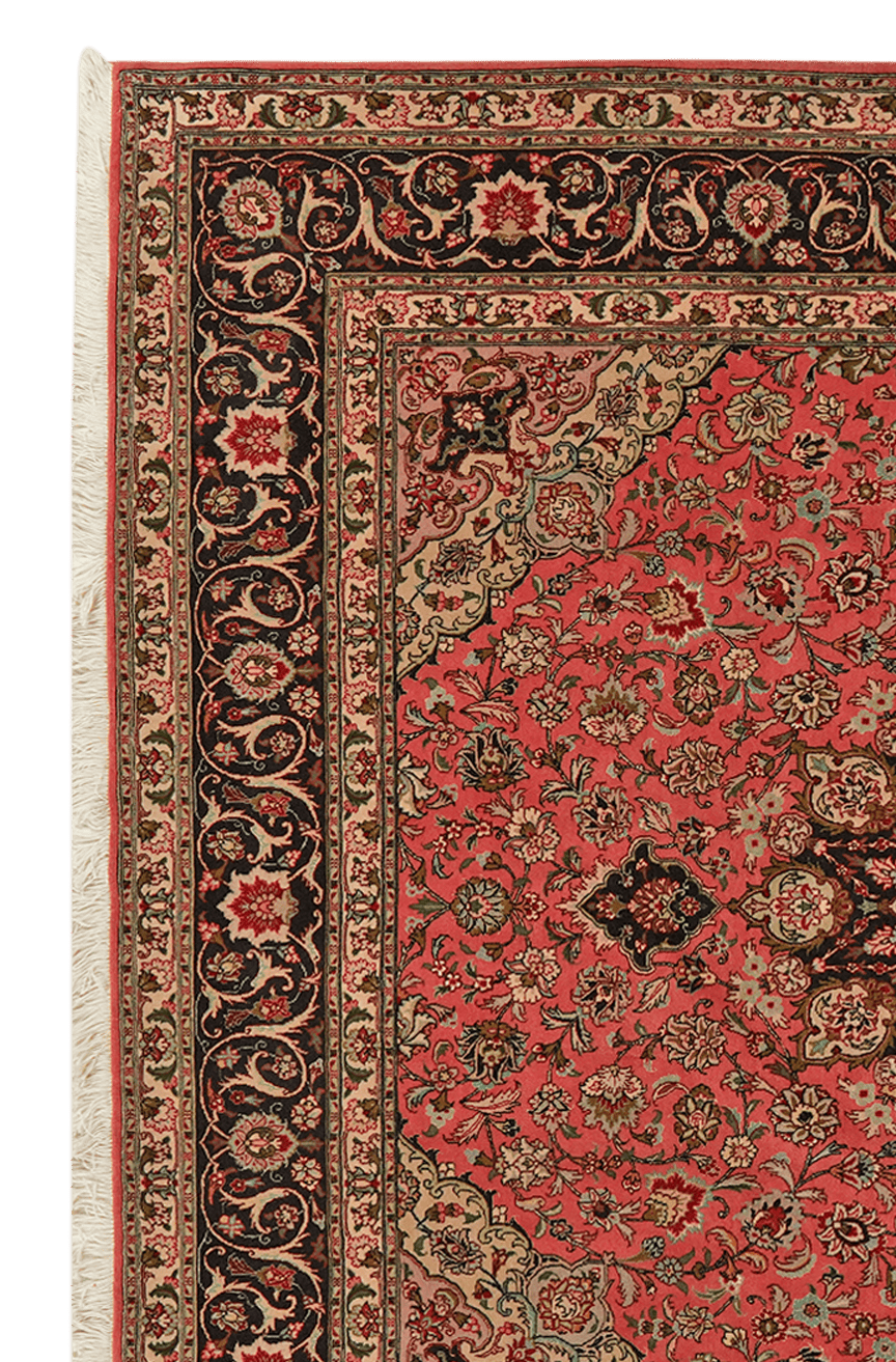 Tabriz 50 Raj — Hand-knotted, 201x209 cm, Red, 95% Schurwolle, 5% Seide | View 3