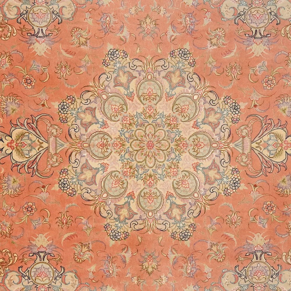Tabriz 50 Raj — Hand-knotted, 204x303 cm, Orange, 100% Virgin Wool | View 4