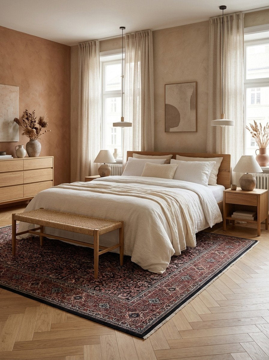 Bidjar — Handgefertigt, 353x254 cm, Rot, 100% Virgin Wool | Detail view