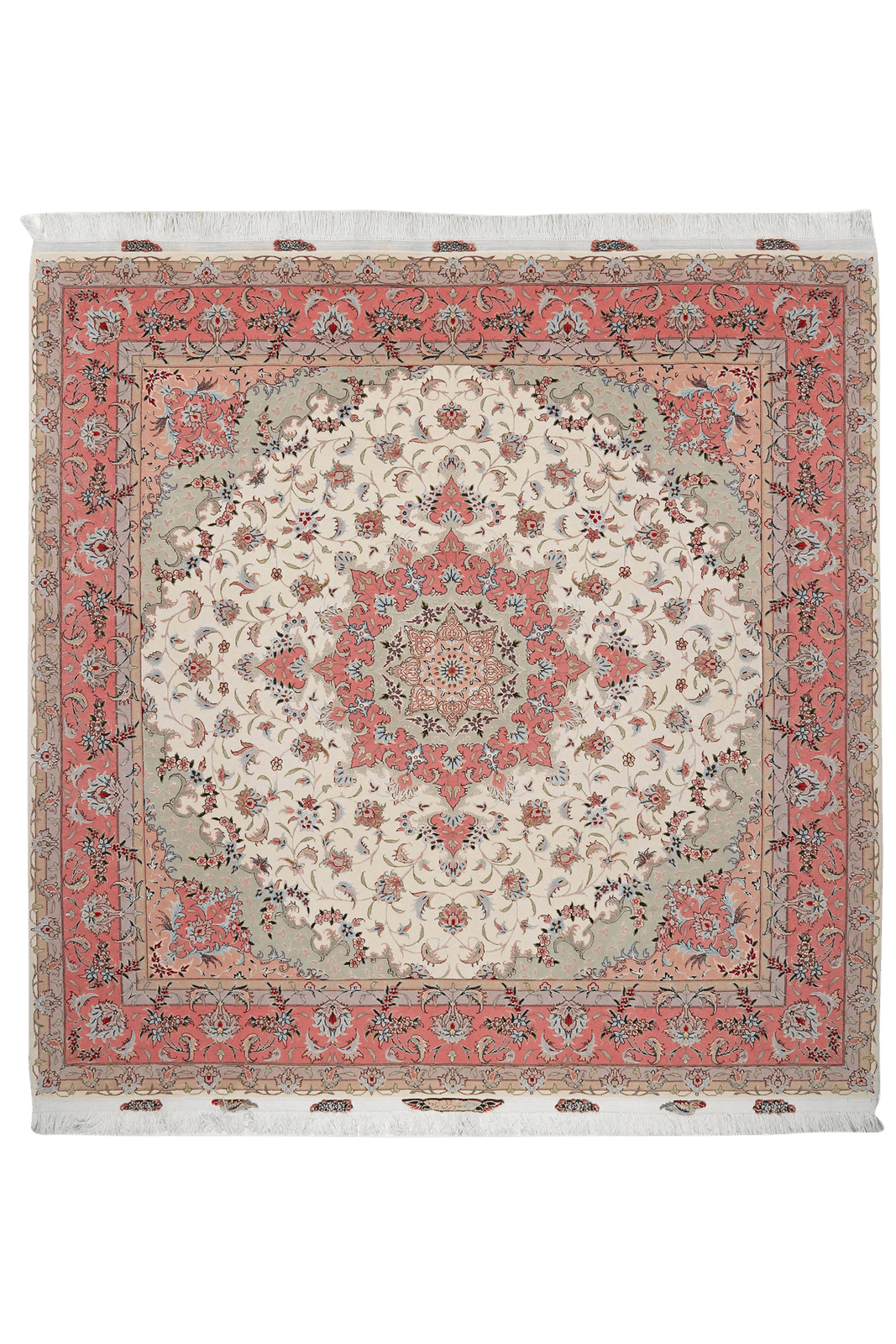 Tabriz 50 Raj — Hand-knotted, 204x204 cm, Beige, 80% Schurwolle, 20% Seide | Main view