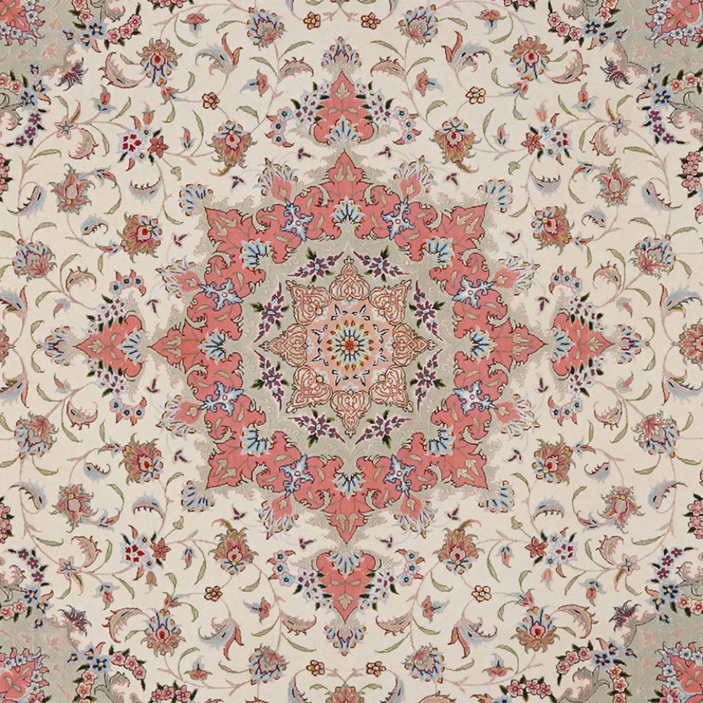 Tabriz 50 Raj — Hand-knotted, 204x204 cm, Beige, 80% Schurwolle, 20% Seide | View 4