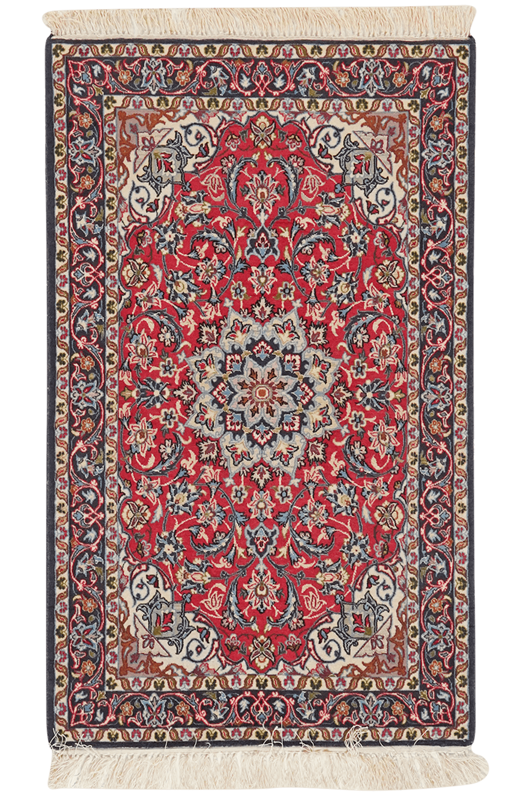 Isfahan — Hand-knotted, 70x114 cm, Red, 95% Schurwolle, 5% Seide | Main view
