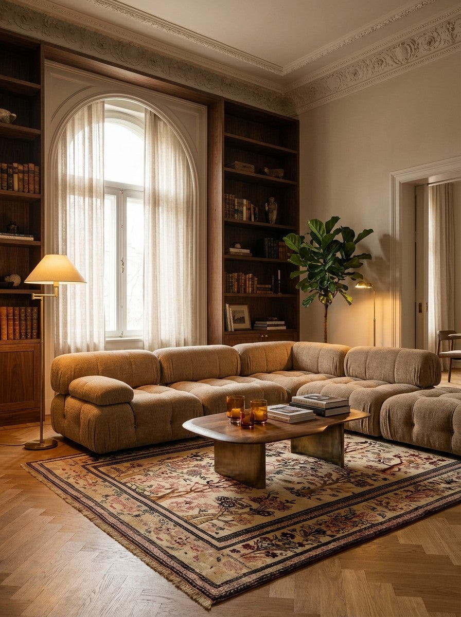 Teheran — Hand-knotted, 140x200 cm, Beige, 100% Virgin Wool | Back view