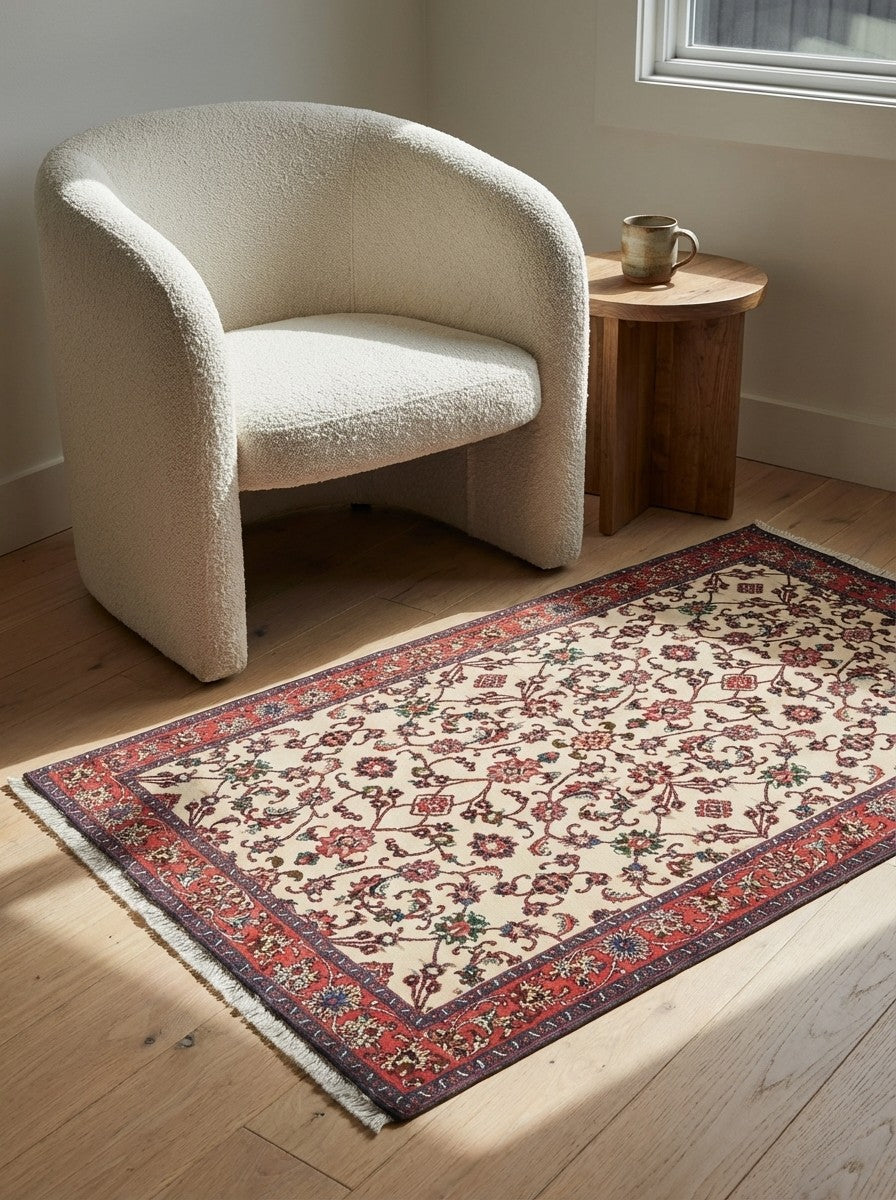 Bidjar — Hand-knotted, 109x172 cm, Beige, 95% Schurwolle, 5% Seide | Detail view