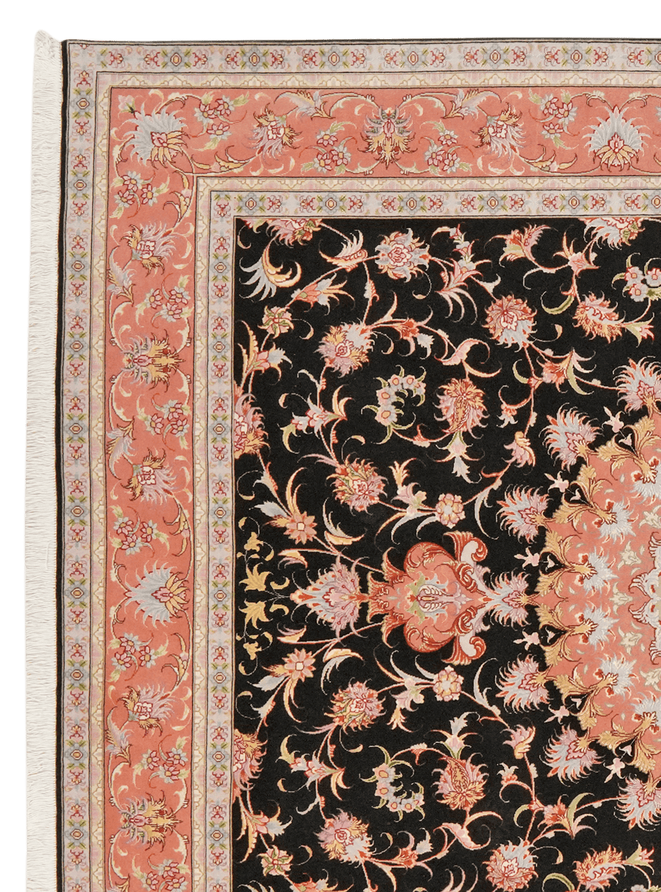 Tabriz 50 Raj — Hand-knotted, 201x251 cm, Black, 90% Schurwolle, 10% Seide | View 3
