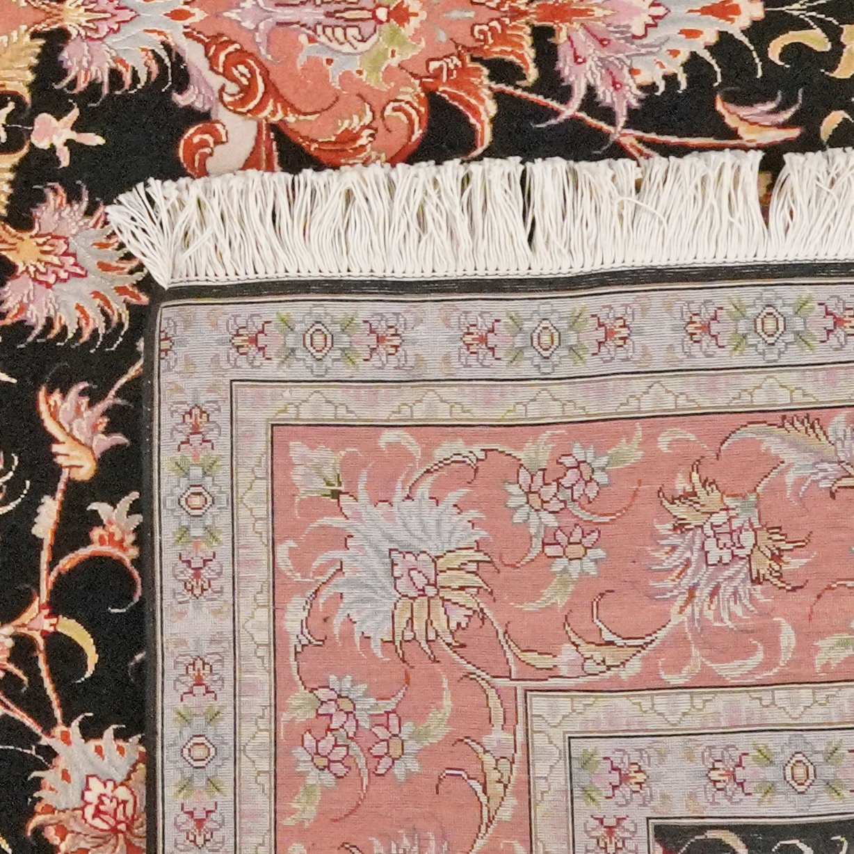 Tabriz 50 Raj — Hand-knotted, 201x251 cm, Black, 90% Schurwolle, 10% Seide | View 6