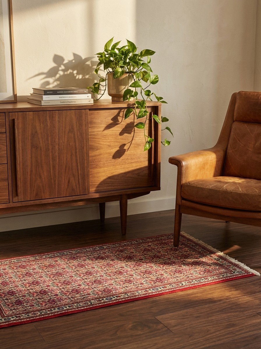 Abadeh — Handgefertigt, 153x103 cm, Beige, 100% Virgin Wool | Back view