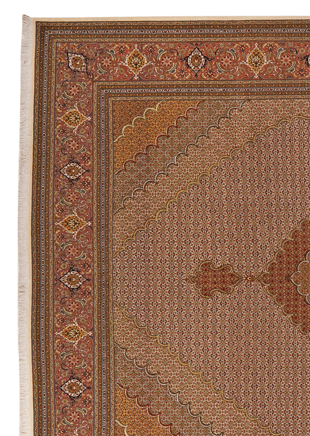 Tabriz 50 Raj — Hand-knotted, 306x405 cm, Brown, 95% Schurwolle, 5% Seide | View 3
