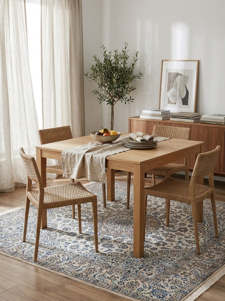 Nain 9La — Hand-knotted, 197x211 cm, Beige, 100% Virgin Wool | Detail view