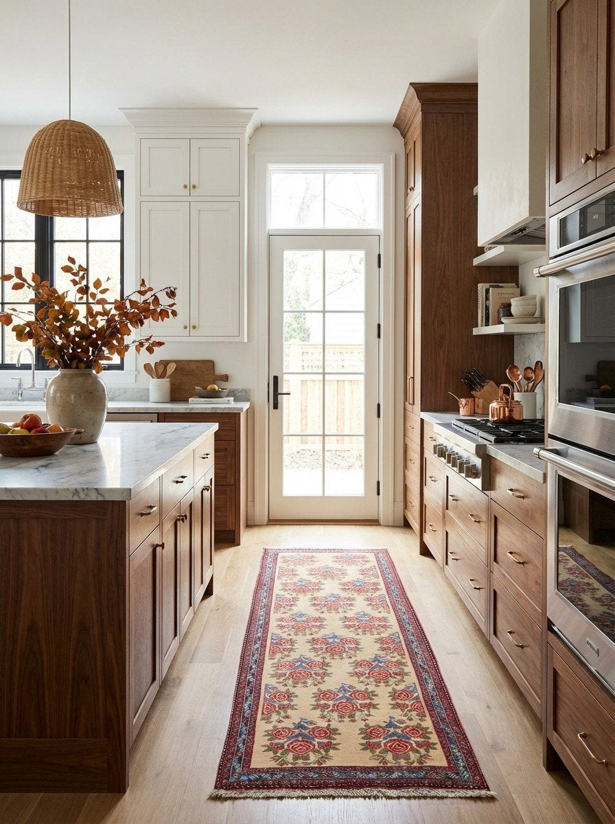 Afshar — Handgefertigt, 274x87 cm, Blau, 100% Virgin Wool | Back view