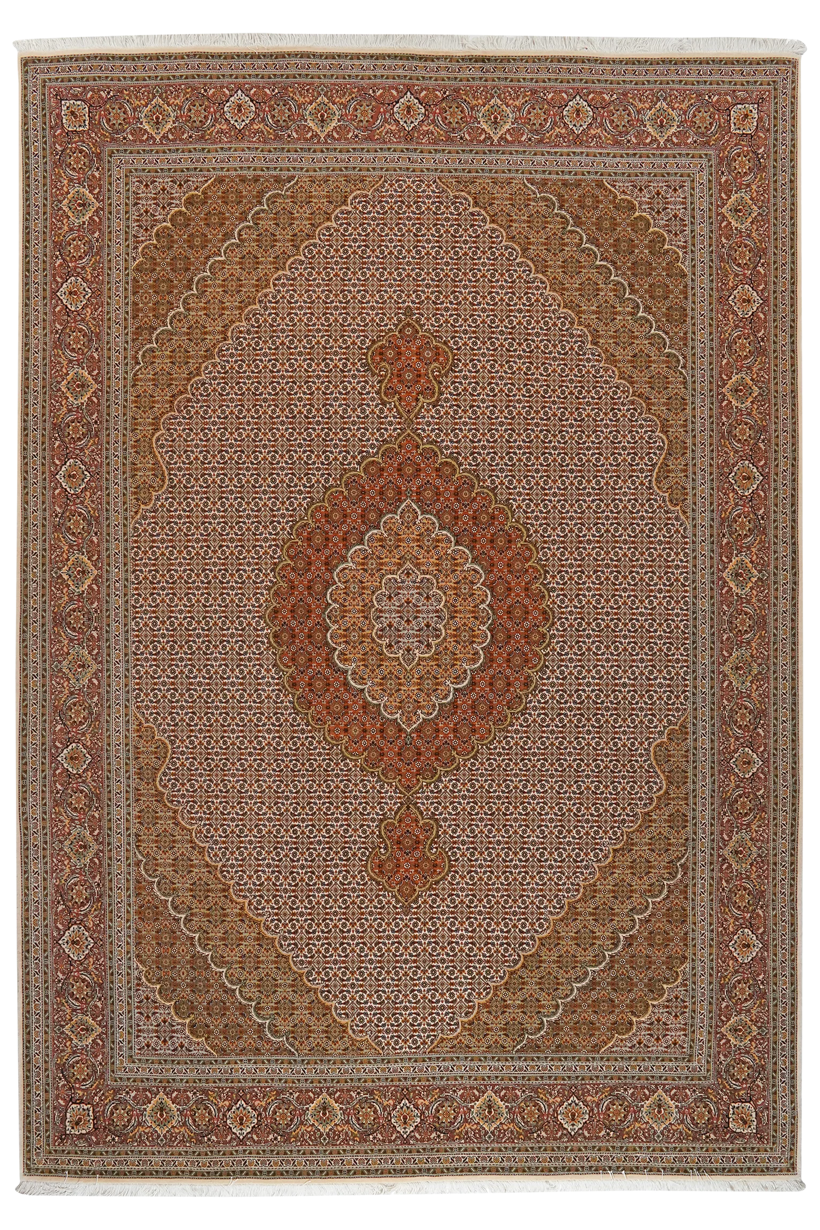 Tabriz 50 Raj — Handgefertigt, 304x207 cm, Braun, 100% Virgin Wool | Main view