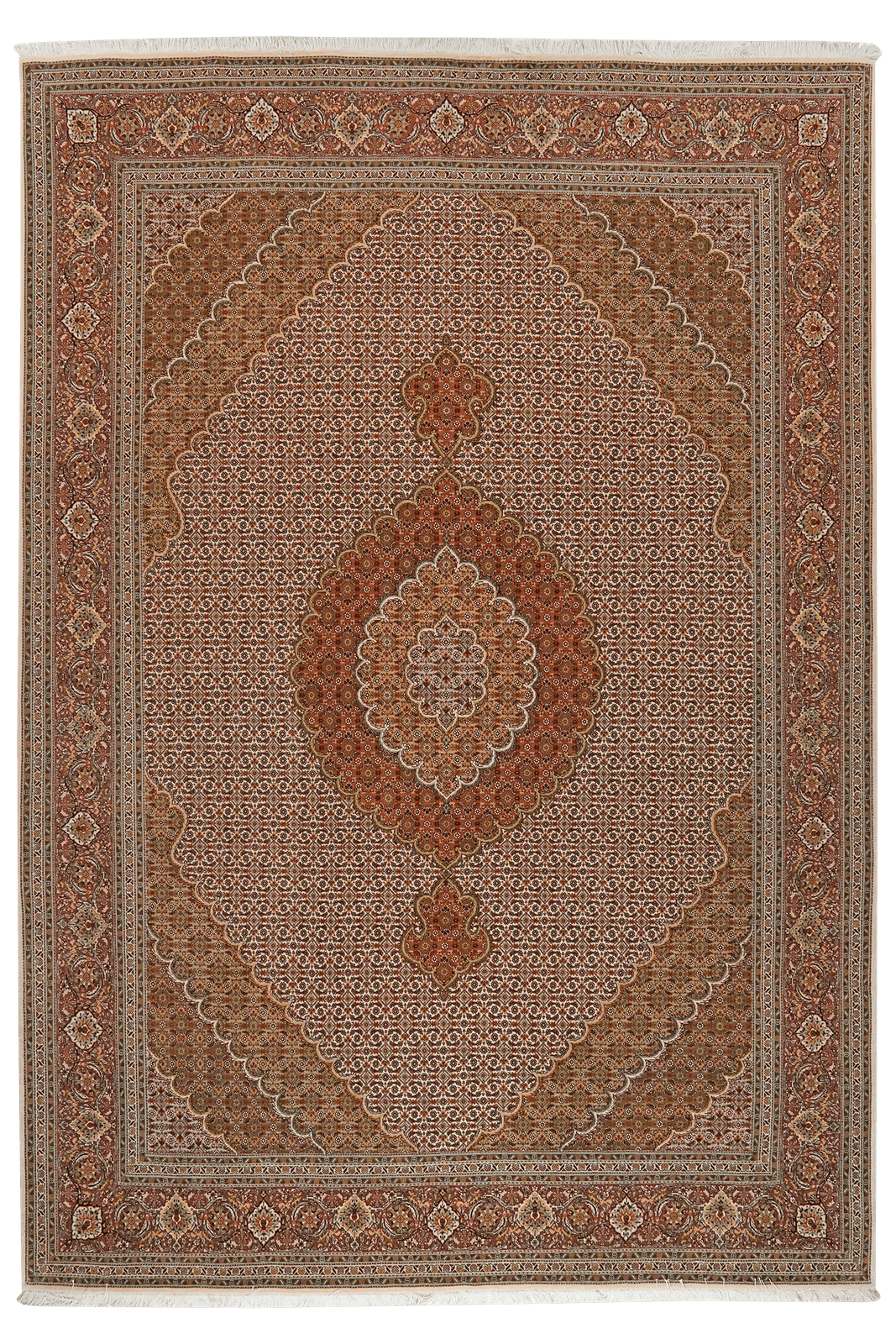 Tabriz 50 Raj — Hand-knotted, 207x304 cm, Brown, 100% Virgin Wool | Main view