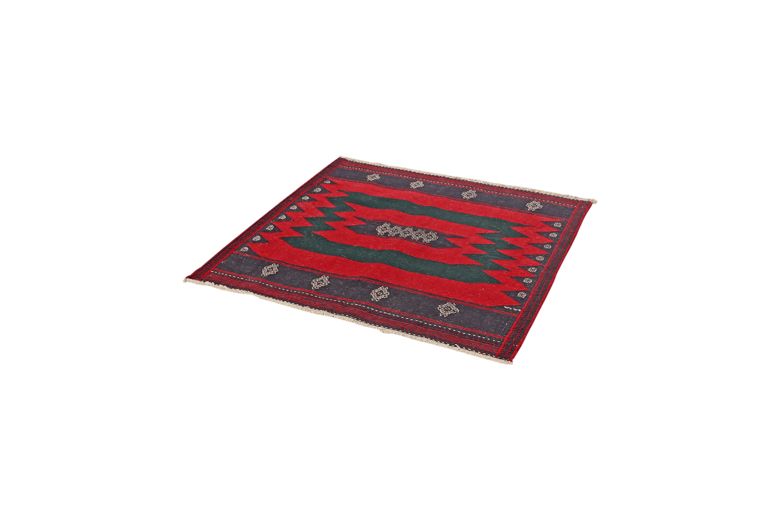 Kelim Afshar — Handmade, 114x120 cm, Red, 100% Virgin Wool | View 5
