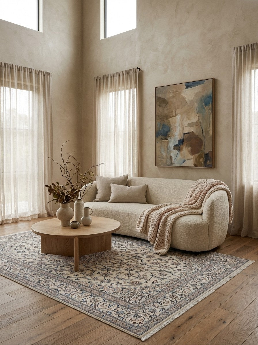 Nain 6La — Hand-knotted, 170x272 cm, Beige, 100% Virgin Wool | Detail view