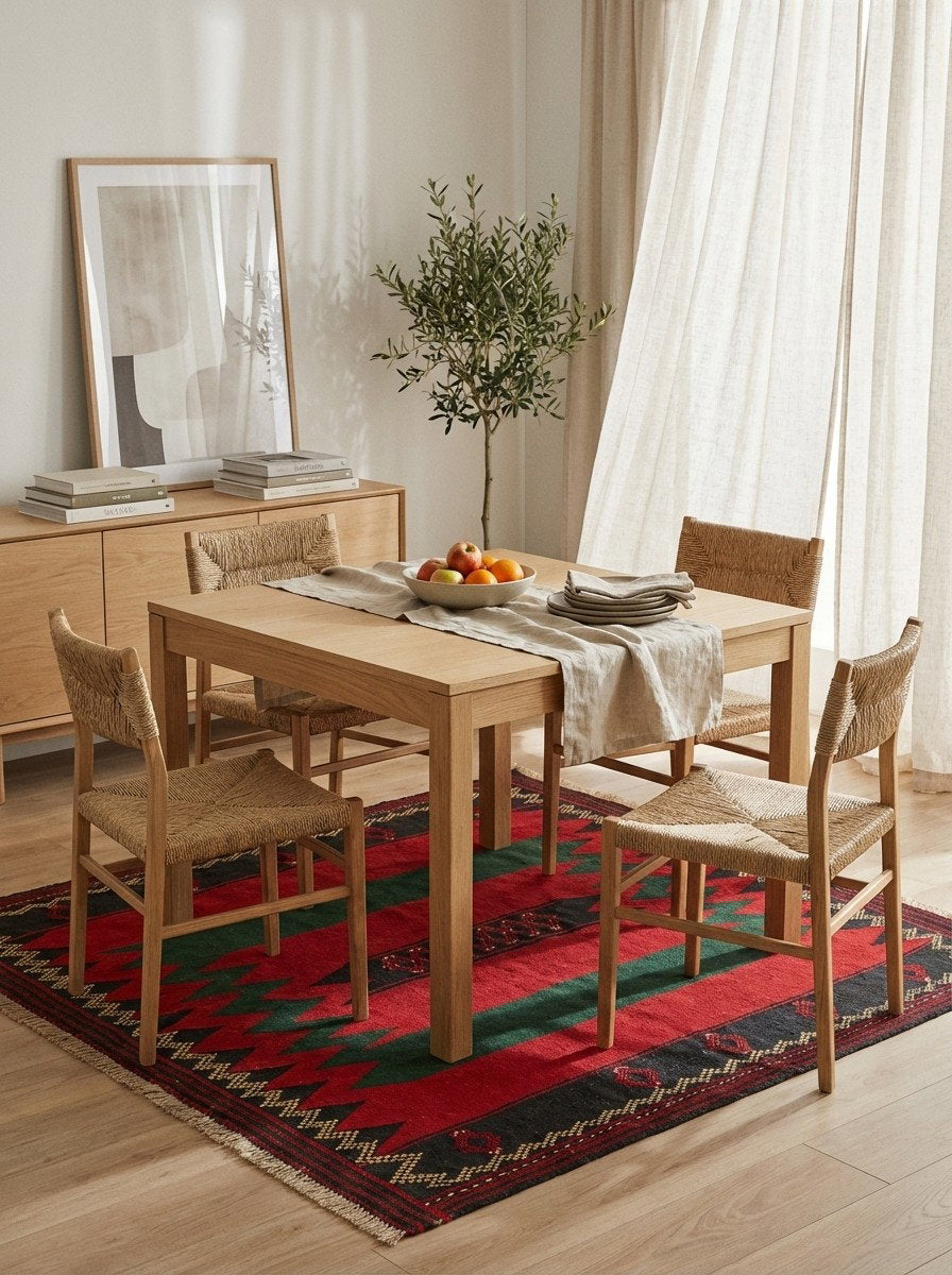 Sofreh Afshar — Handgefertigt, 132x123 cm, Bunt, 100% Virgin Wool | Detail view