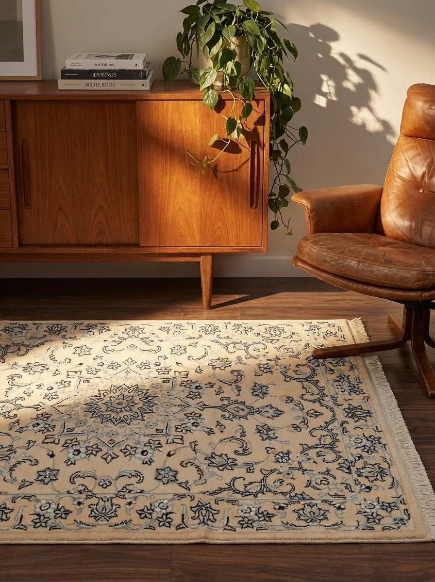 Nain 9La — Hand-knotted, 78x124 cm, Beige, 100% Virgin Wool | Back view
